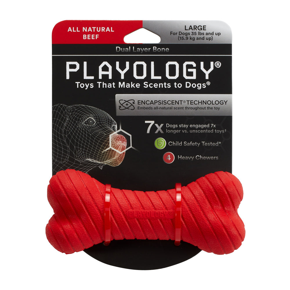 Playology Dual Layer Bone Beef Scented Dog Toy – Petsense
