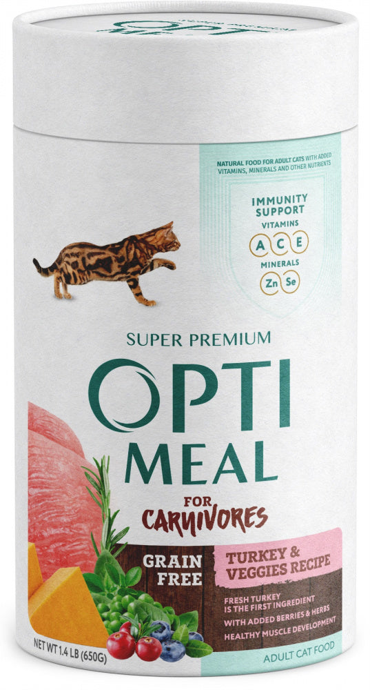 Optimeal for Carnivores Grain Free Turkey & Veggies Recipe Adult Cat Dry Food