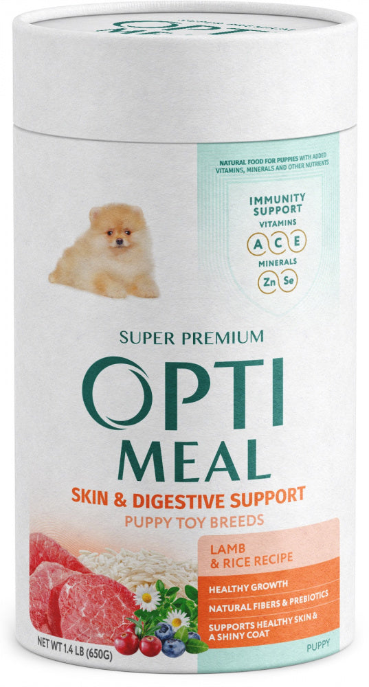 Optimeal Puppy Toy Breed Skin & Digestive Support Lamb & Rice Recipe Dry Dog Food