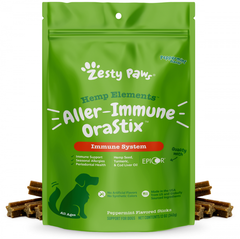 Zesty Paws Hemp Elements Aller-Immune Orastix Dental Chews for Dogs