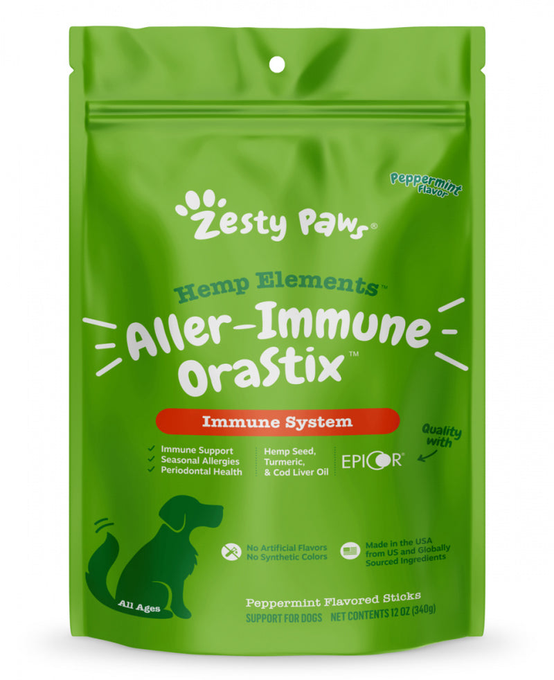 Zesty Paws Hemp Elements Aller-Immune Orastix Dental Chews for Dogs