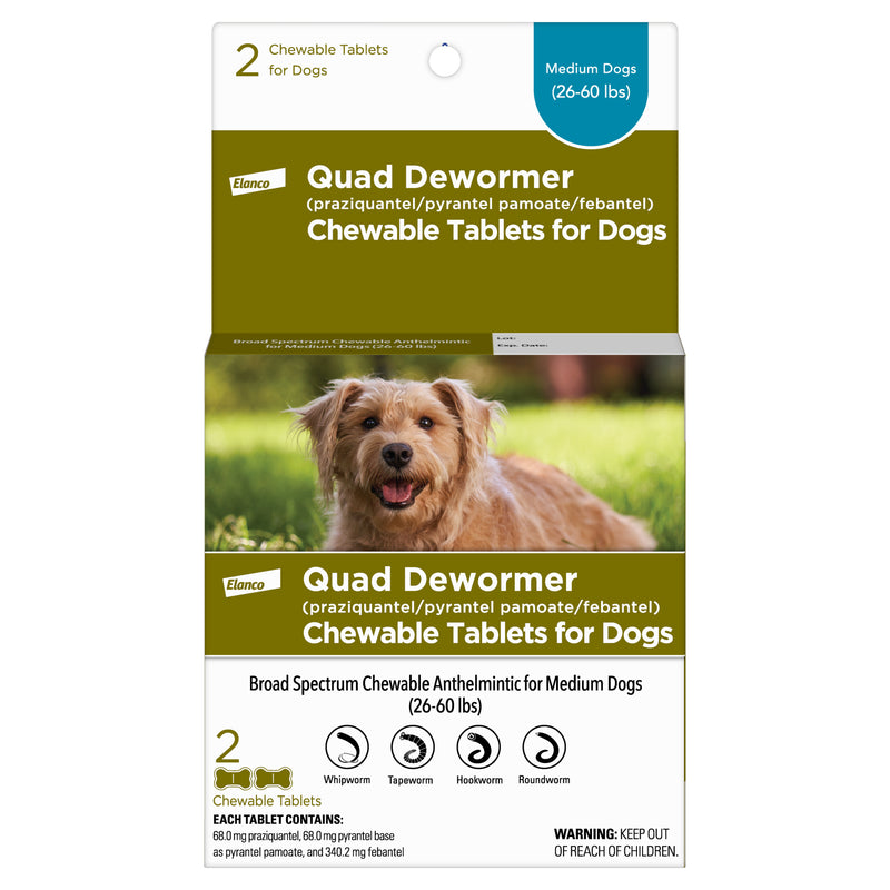 Elanco Quad Dewormer for Medium Dogs, 2ct.