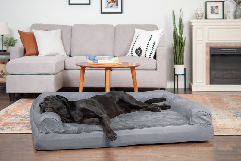 FurHaven Plush & Suede Orthopedic Sofa Dog Bed - Large, Gray