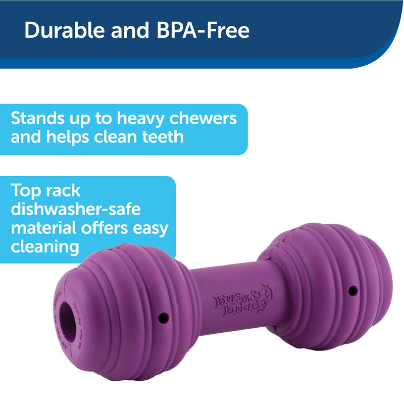Stands up to heavy chewers and helps clean teeth.  Top rack dishwasher-safe material offers easy cleaning.
