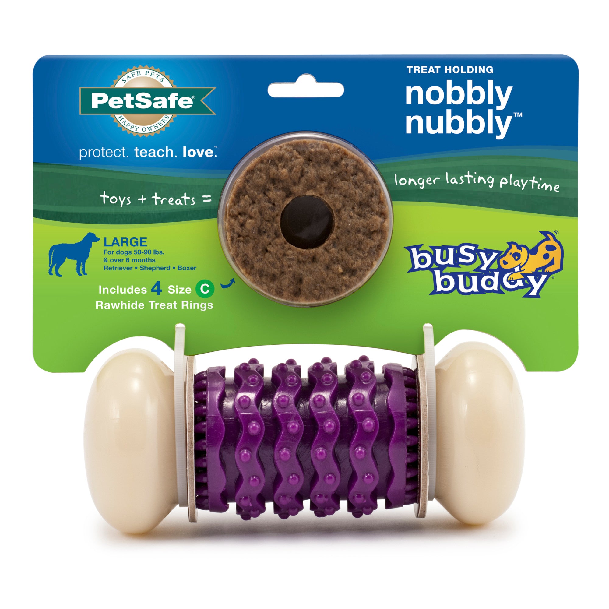 PetSafe Busy Buddy Nobbly Nubbly Treat Holding Dog Toy – Strong