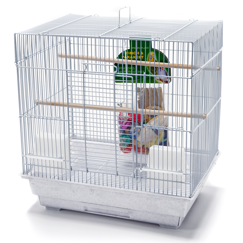 Penn-Plax Starter Kit Square Bird Cage - Small/White
