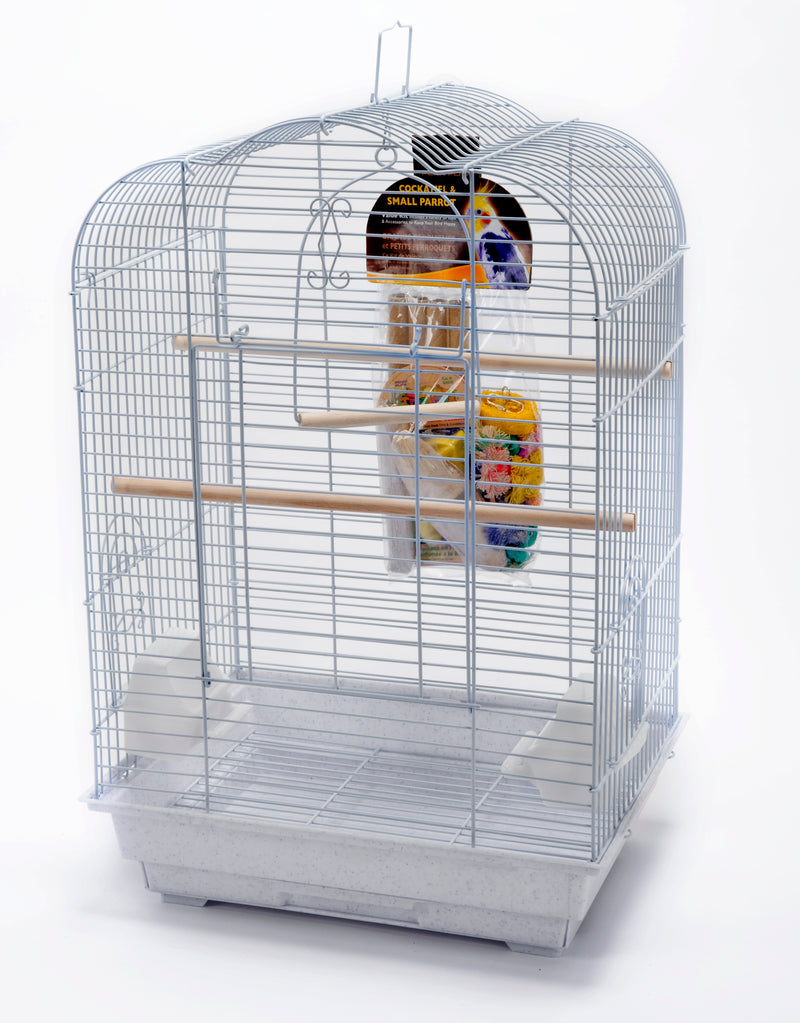 Penn Plax Starter Kit Scalloped Bird Cage - Medium/White