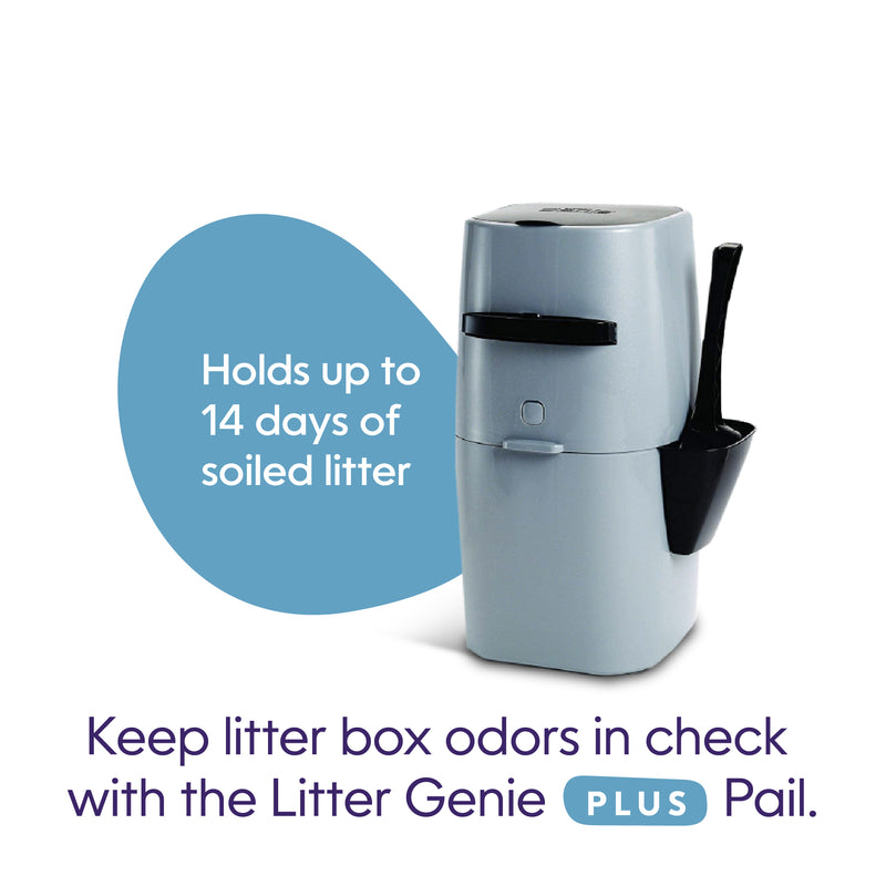 Holds up to 14 days of soiled litter.  Keep litter box odors in check with the Litter Genie Plus Pail