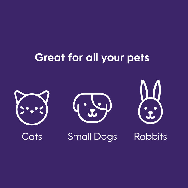 Great for all your pets.  Cats, Small Dogs, Rabbits.
