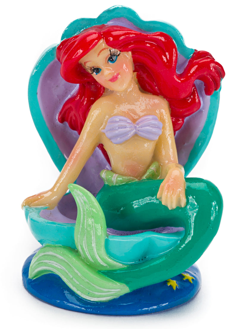 Penn-Plax Officially Licensed Disney's The Little Mermaid Fish Aquarium Ornament - Mini Ariel on Shell Throne