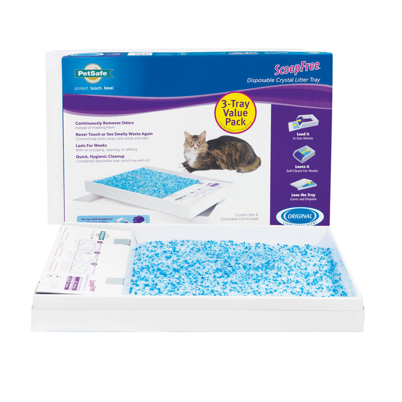 PetSafe ScoopFree Replacement Blue Crystal Litter Tray, 3-Pack