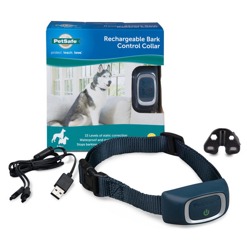 PetSafe Rechargeable Bark Collar, 15 Levels of Automatically Adjusting Static Correction - Rechargeable, Waterproof - Reduces Barking and Whining - for Medium and Large Dogs