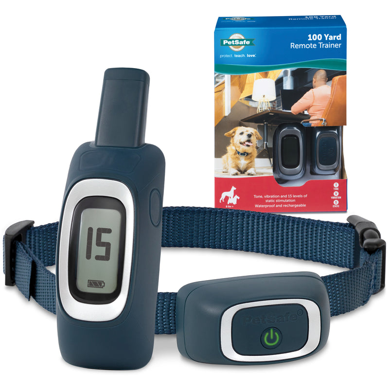 PetSafe Remote Trainer Dog Training Collar - 3 Training Modes: Tone, Vibration, 15 Levels of Static Stimulation, Standard for Dogs over 8lb+ - Waterproof, Durable, Rechargeable - 100 Yards (300 Feet)