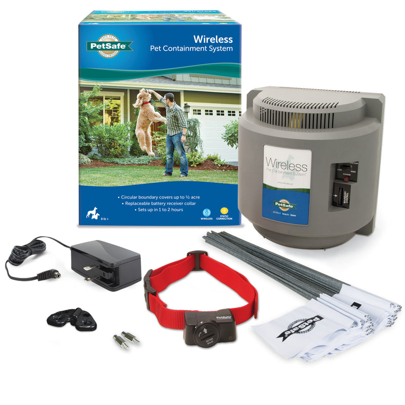 PetSafe Wireless Fence Pet Containment System, Covers up to 1/2 Acre, for Dogs over 8 lb, Waterproof Receiver with Tone / Static Correction - From The Parent Company of INVISIBLE FENCE Brand