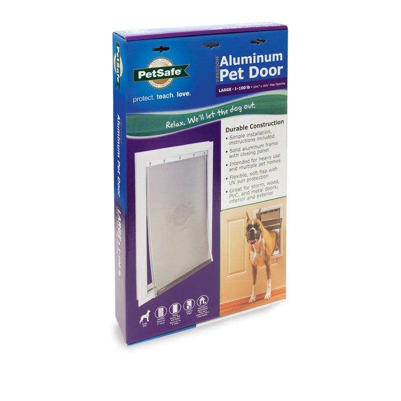 PetSafe Freedom Aluminum Pet Door for Dogs, Large, White, Tinted Vinyl Flap