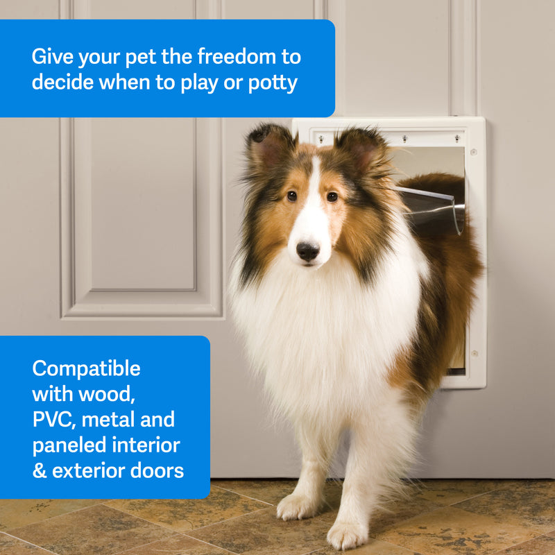 Give your pet the freedom to decide when to play or potty.  Compatible with wood, PVC, metal and paneled interior & exterior doors