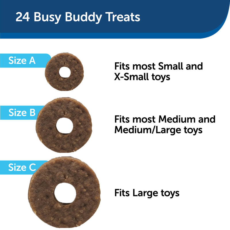 24 Busy Buddy Treats - Size A (small), Size B (medium), Size C (large)