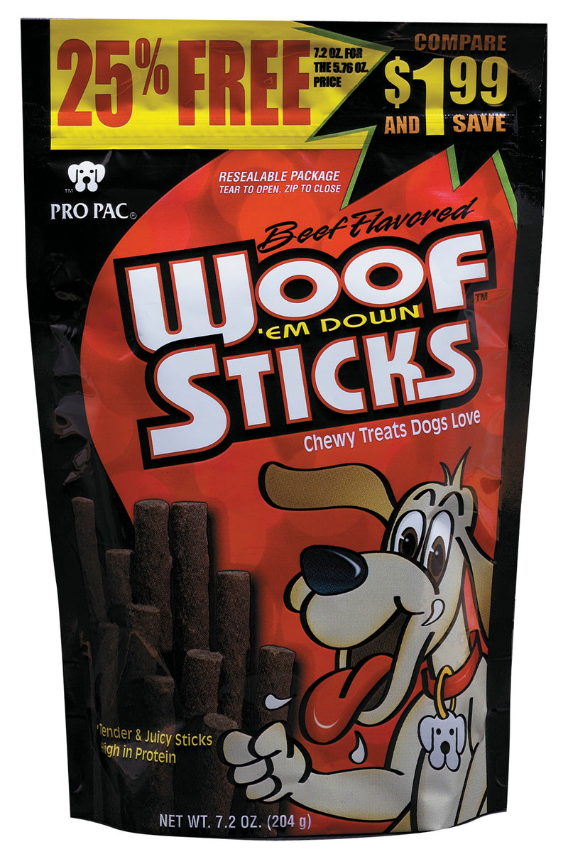 Pro Pac Beef Flavored Woof 'Em Down Sticks Dog Treats