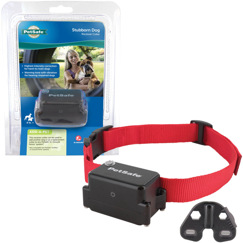 PetSafe Stubborn Dog Receiver Collar Only - In-Ground Fence Collar, Waterproof, with Tone, Vibration and Static Correction for Dogs 8lb and Up - From The Parent Company of INVISIBLE FENCE Brand