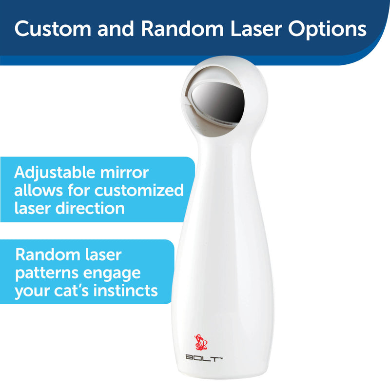 Adjustable mirror allows for customized laser direction.  Random laser patterns engage your cat's instincts.