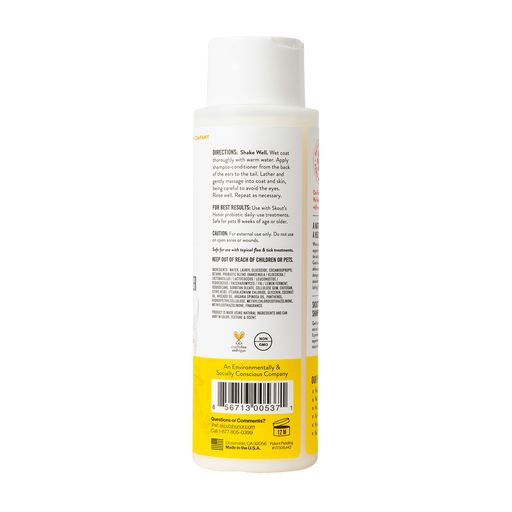 Skouts Honor Probiotic Shampoo Plus Conditioner Honeysuckle back of bottle