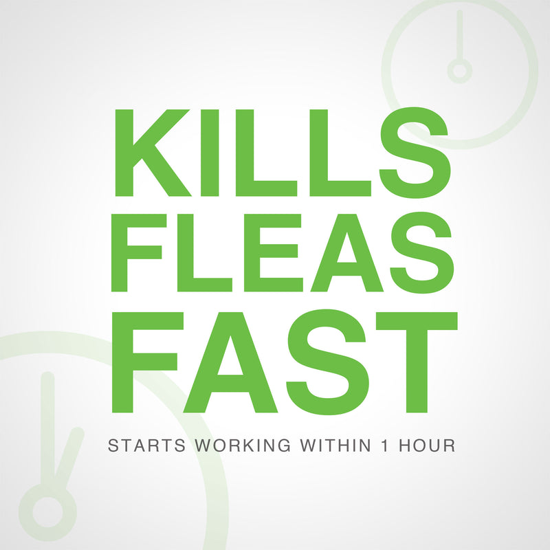Kills fleas fast.  Starts working within 1 hour.