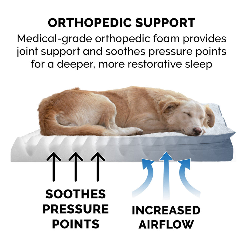 FurHaven Minky Faux Fur & Suede Pillow-Top Orthopedic Dog Bed - Medium, Titanium Gray