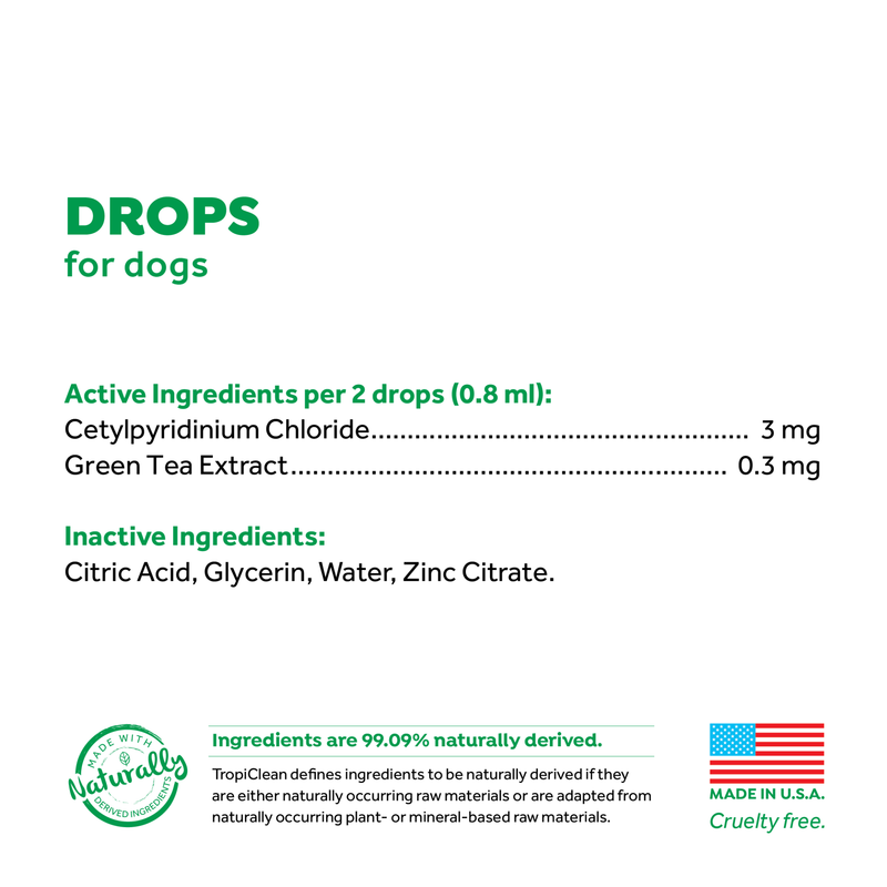 TropiClean Fresh Breath Oral Care Drops for Dogs - Dog Breath Freshener