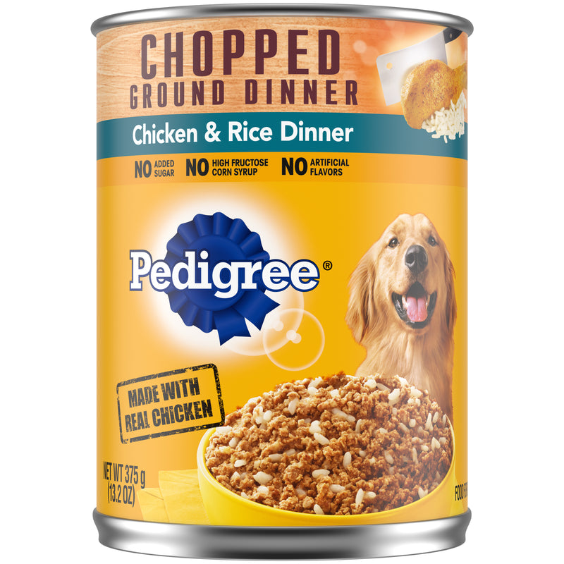 PEDIGREE CHOPPED GROUND DINNER Adult Canned Soft Wet Dog Food, Chicken & Rice Dinner