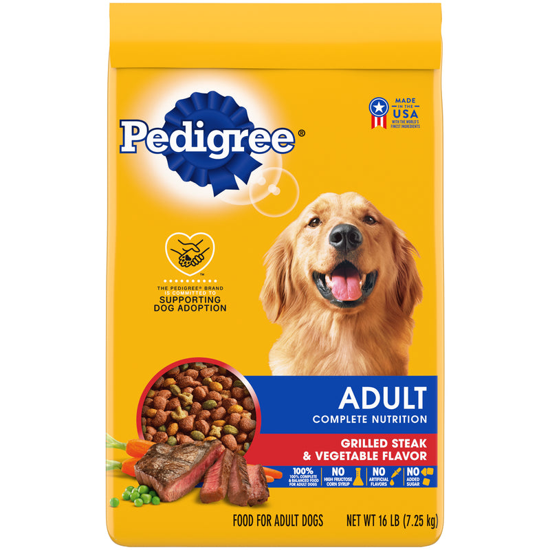PEDIGREE Complete Nutrition Adult Dry Dog Food Grilled Steak & Vegetable Flavor Dog Kibble