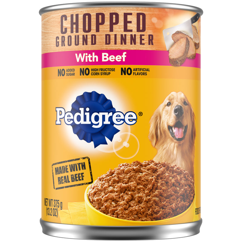 PEDIGREE CHOPPED GROUND DINNER Adult Canned Soft Wet Dog Food with Beef